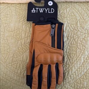 Women's Tan and Black motorcycle gloves